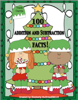 Preview of Free Downloads Christmas Math Facts Task Cards Grades 1-3 Centers