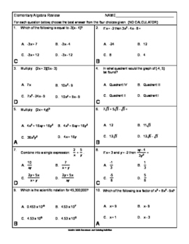 Free Downloads Elementary Algebra Accuplacer Practice Tpt