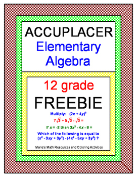 Preview of FREE DOWNLOADS - Elementary Algebra ACCUPLACER Practice