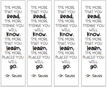 Free Dr.Seuss Bookmarks by Tales From Fifth | Teachers Pay Teachers