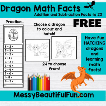 Preview of Free Dragon Math Facts A FUN Way To Practice Addition and Subtraction to 20