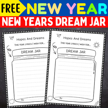 Preview of Free Dream Jar writing template - New Year 2024 Goals, Reflection & Goal Setting