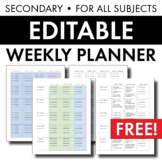 Free! EDITABLE Weekly Lesson Planner Template, Curriculum 
