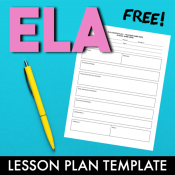Preview of Free ELA Lesson Plan Template — English Language Arts Editable Lesson Plan