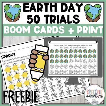 Preview of Free Earth Day Articulation 50 Trials Activities | Boom Cards & Worksheets