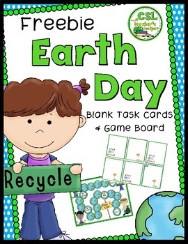Preview of Free Earth Day Blank Task Cards and Game Board