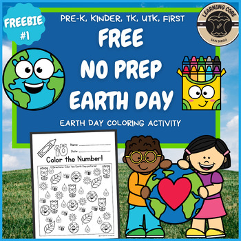 Preview of Free Earth Day Coloring Page for PreK, TK, Kindergarten, First Grade