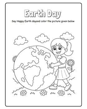 Preview of Free Earth Day Hug: Girl Embracing the Globe Coloring Page!