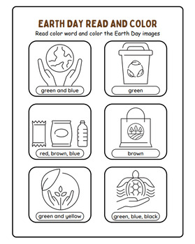 Preview of Free Earth Day Read & Color: Learn Blue, Green, Brown, Yellow, Black!