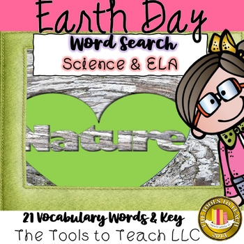 Preview of Free Earth Day 21 Vocabulary Word Search and Key Worksheet No Prep