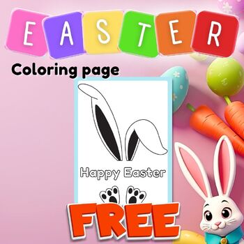 Preview of Free Easter Activities Craft Clipart for Coloring - Happy Easter bunny