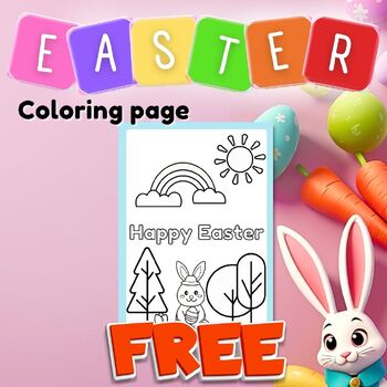 Preview of Free Easter Activities Craft Clipart for Coloring Pages - Happy bunny in forest