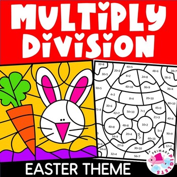 Preview of Spring Easter Color by Number Code Multiplication Division Coloring Pages Sheets