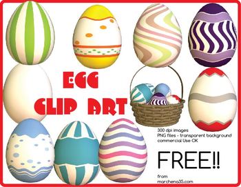 Preview of Free Easter Egg Clip Art - 10 Clipart Images OK for Commercial Use