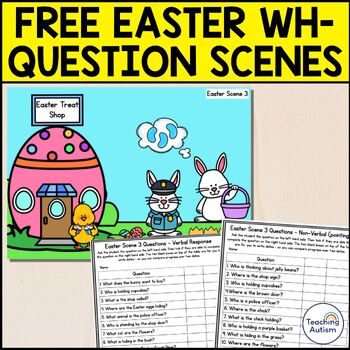 Preview of Free Easter Wh Picture scenes and Questions for Speech Therapy