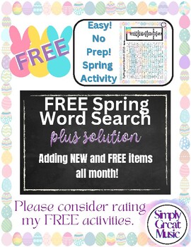 Preview of Free Easter Word Search, April Activity, No Prep Worksheets, Spring Season