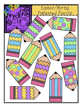 Preview of {Free} Easter/Spring Patterned Pencils Clipart