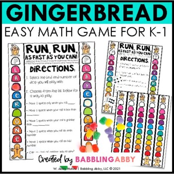 Preview of Free Easy Gingerbread Math Game for Kindergarten and First Grade