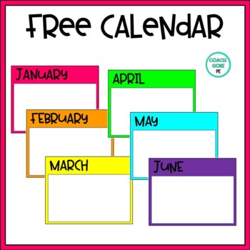 Preview of Free Editable Calendar | PE Signs and Posters