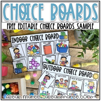 Preview of Free Editable Choice Boards for Learning at Home or Distance Learning