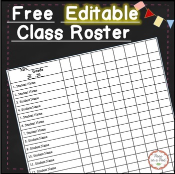 Preview of Class List Template Editable free