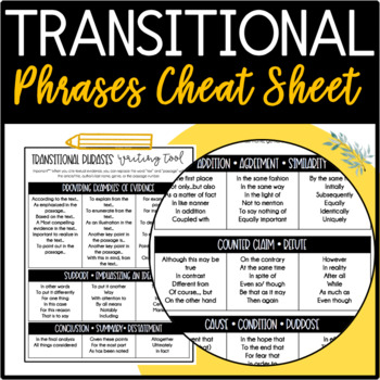 Preview of Using Transitional Phrases in Writing **FREEBIE**