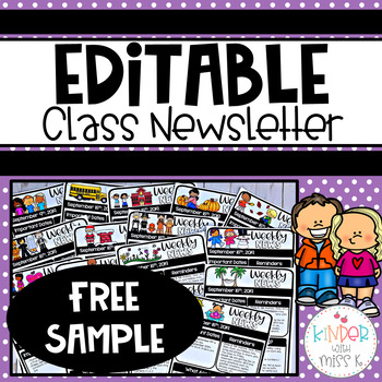 Preview of Free Editable Classroom Newsletter Template Sample