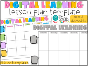 Preview of Free Editable Digital Learning Lesson Plan Templates - Distance Learning