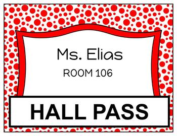 Preview of Free Editable Hall Passes