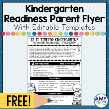 Preview of Free Editable Kindergarten Readiness Parent Information Flyer