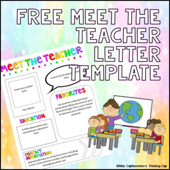 Preview of Free Editable Meet the Teacher Letter Template