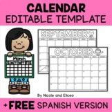 Editable Monthly Calendar 2022-2024 + FREE Spanish