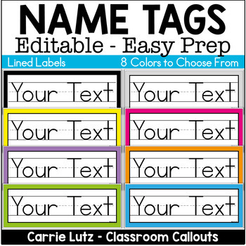 Editable Name Tags & Labels – Free by Carrie Lutz - Classroom Callouts