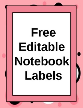 Preview of Free Editable Notebook Labels