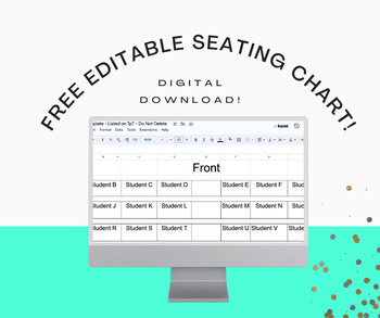 Preview of Free Editable Seating and Attendance Chart Template! 24 Students in 3 Rows