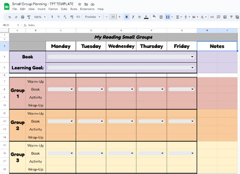 Preview of Free Editable Small Group Planning Template - Google Sheets