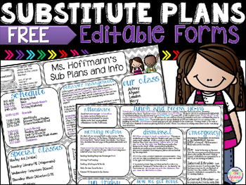 Preview of Free Editable Substitute Forms