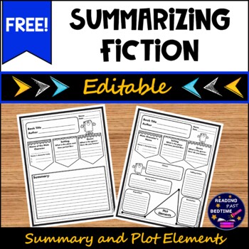 Preview of Free Editable Summarizing Plot Elements Graphic Organizer