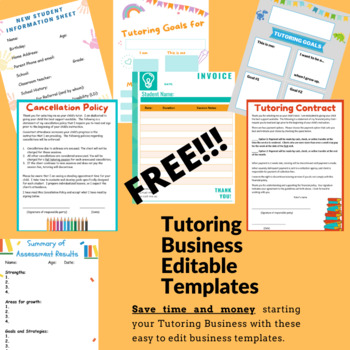 Preview of Free Editable Tutoring Business Templates- Start Your own Tutoring Business!
