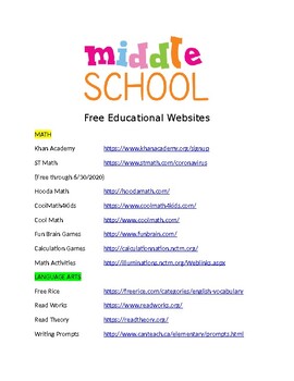 Preview of Educational Websites to Send Home For Summer Learning