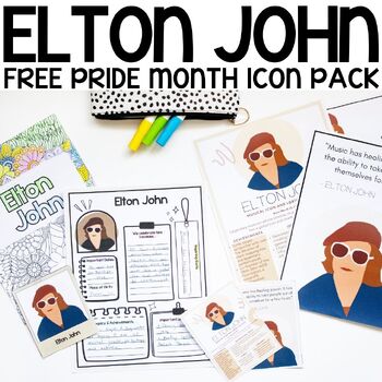 Preview of Free Elton John Biography, Quote & Research Posters - LGBTQ+ / Pride Month
