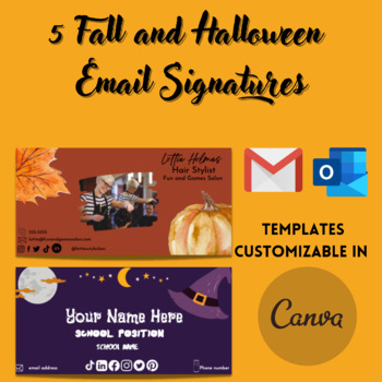 Preview of Free Email Signature Templates Fall and Halloween Themed| Editable