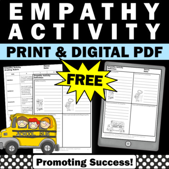 Preview of Free Empathy Worksheets Social Emotional Learning Vocabulary Activities Rubric