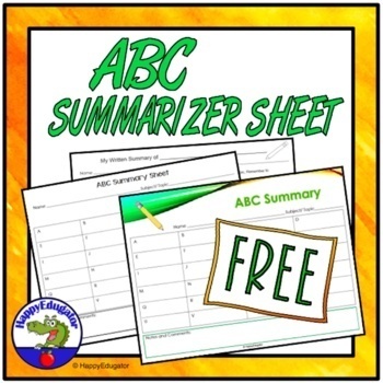 Preview of Free End of Unit ABC Summary Sheet Digital and Print with Easel Activity
