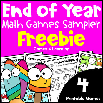 Preview of Free End of Year Math Games for Centers - Fun Summer School Math Activities