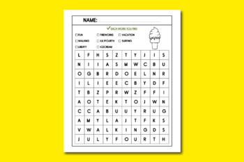 Preview of Free | End of Year SUMMER Word Search Puzzle Worksheet | Icecream | Freebies