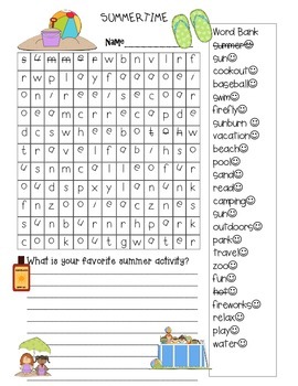 100 summer vacation words answer sheet diamond cube printables site
