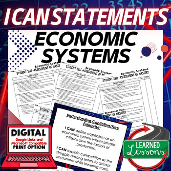 Preview of Economic Systems I Can Statements & Posters Self-Assessment Economics