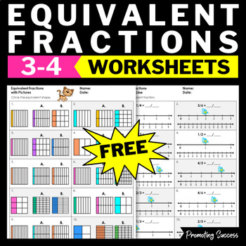 Preview of Free Equivalent Fractions 3rd Grade Math Pre Assessment Introduction to Fraction