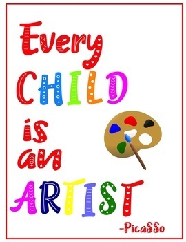 Preview of Free Every Child is an Artist,Poster,Picasso Quote Spanish,English,Famous Artist